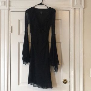 Express 100% Silk Black Gothic Style Dress
